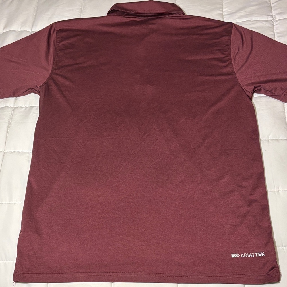 Ariat ARIATTEK Burgundy Polo Shirt - Picture 8 of 10